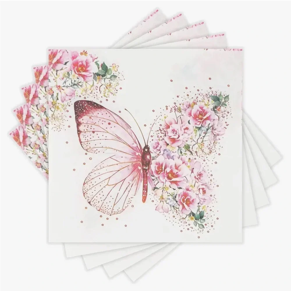 Floral Butterfly Luncheon Napkins, 20-ct